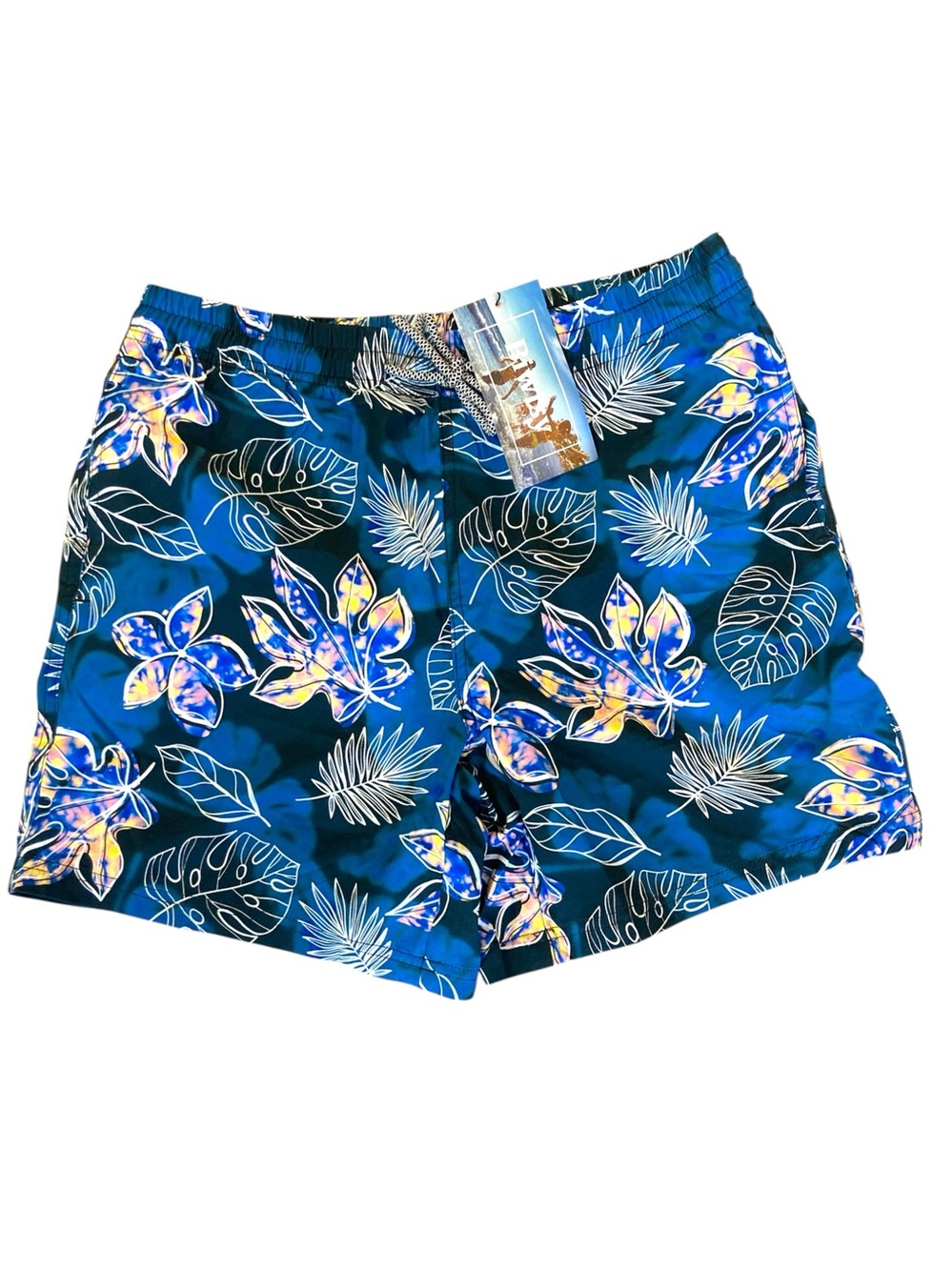 Men’s swim trunks lined size Large Tie Dye Leaves Biwisy